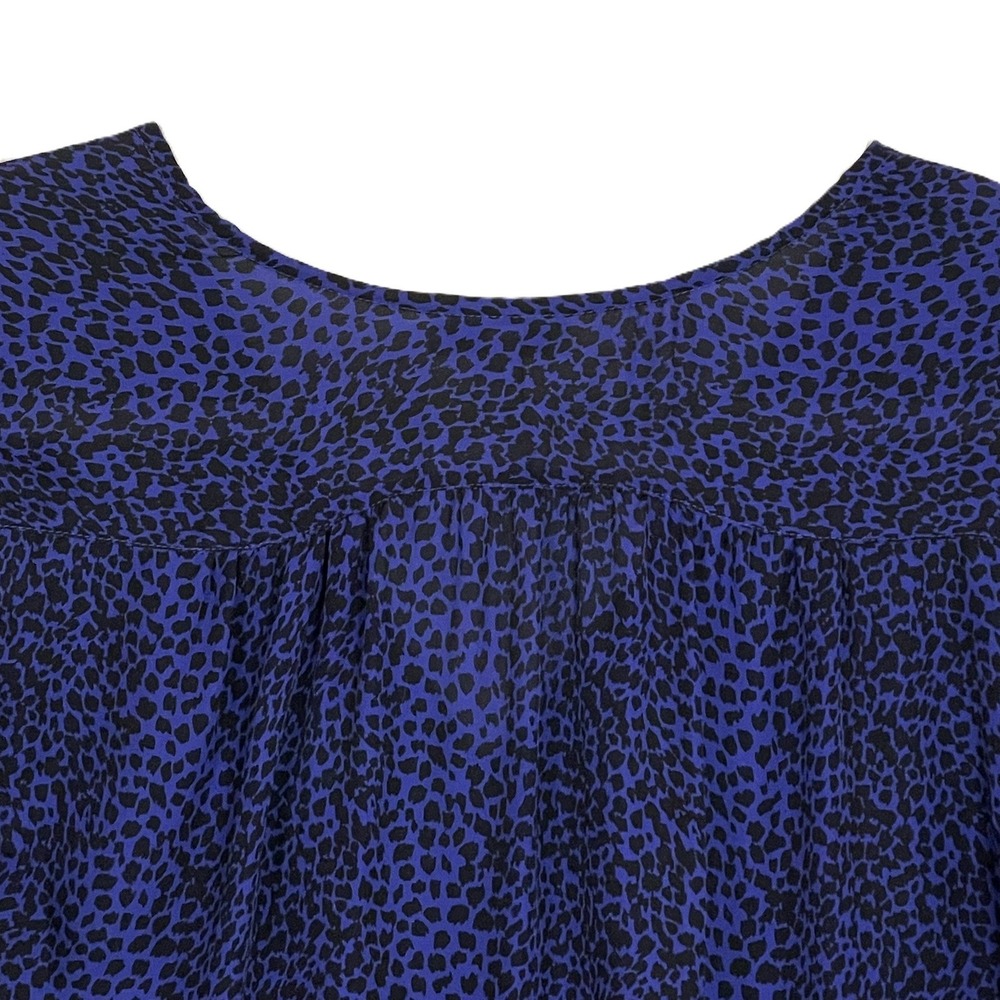 Joie XS Silk Leopard Print Blouse Purple Black V-Neck 3/4 Sleeve - Picture 6 of 14